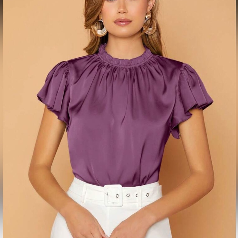 Elegant Purple Satin Blouse